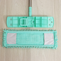 Швабра для мытья пола плоская Доляна, насадка из микрофибры букля 42&times;12 см, телескопическая стальная ручка 80(130) см