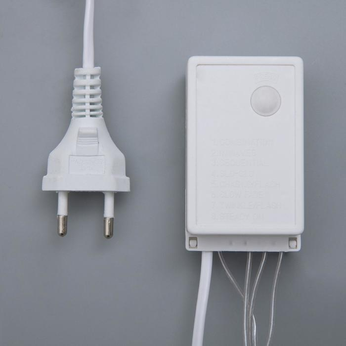 Гирлянда &laquo;Бахрома&raquo; 4 &times; 0.6 м, IP44, прозрачная нить, 180 LED, свечение белое, 8 режимов, 220 В