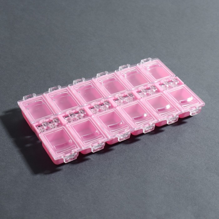 Органайзер для декора, 12 ячеек, 13 &times; 7,5 &times; 1,4 см, цвет МИКС