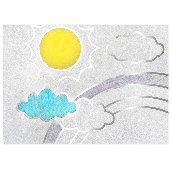 Бумага цветная самоклеящаяся, раскраска, А4, 6 листов, 1 цвет, с блёстками, односторонняя, в пакете, 80 г/м&sup2;, Маша и Медведь