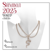 Новый год! Символ года 2025! Кулон &laquo;Змея&raquo;, цвет белый в золоте
