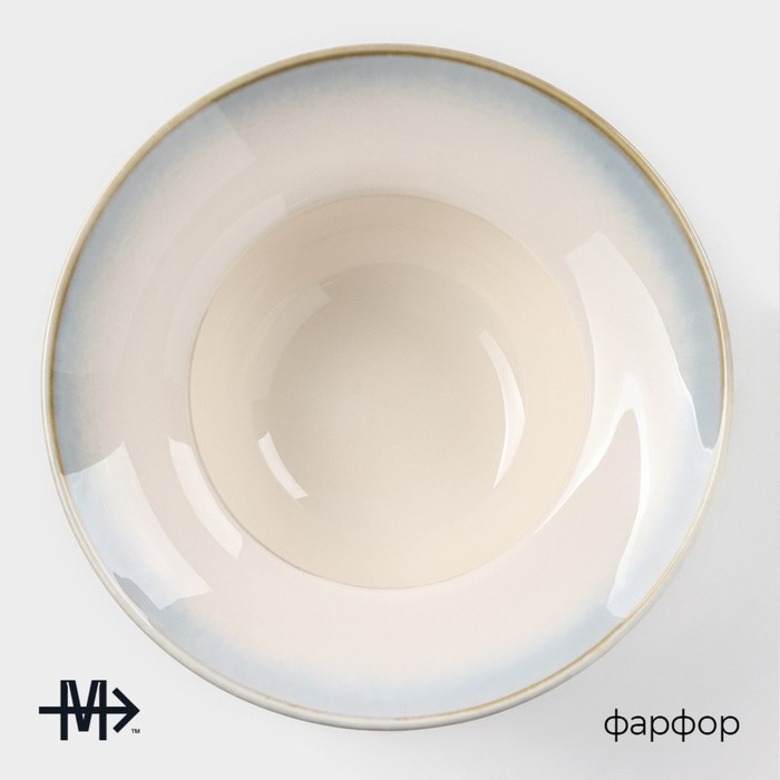 Тарелка фарфоровая для пасты Magistro &laquo;Пэвэти&raquo;, 800 мл, d=19,5 см, цвет голубой