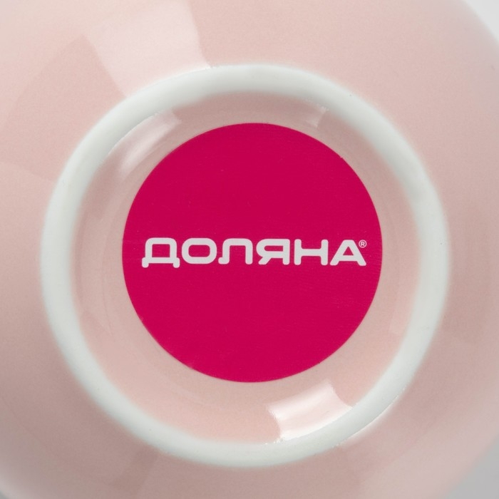 Чайная пара керамическая с ложкой &laquo;Зефирка&raquo;, 2 предмета: чашка 250 мл, блюдце d=13 см, цвет розовый