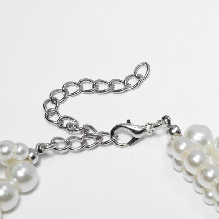 Бусы &laquo;Жемчуг&raquo; жгут, 3 нити, бусины №4, 6, 8, цвет молочный в серебре, 38 см