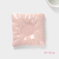 Чайная пара керамическая с ложкой &laquo;Зефирка&raquo;, 2 предмета: чашка 250 мл, блюдце d=13 см, цвет розовый