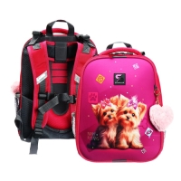 Рюкзак каркасный школьный 38 х 30 х 16 см, эргономичная спинка, Stavia "Йорки", розовый