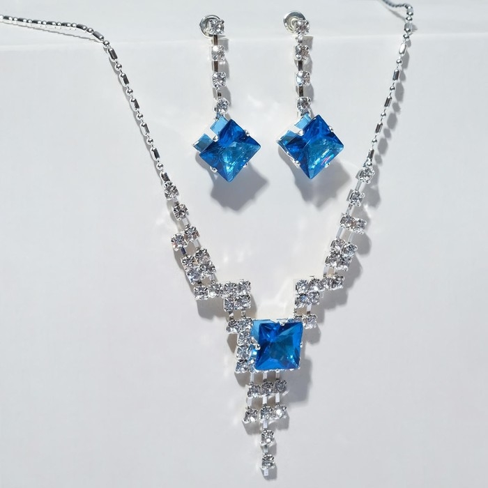 Набор 2 предмета: серьги, колье &laquo;Лёгкий флирт&raquo;, ромбики, цвет МИКС, 45 см