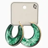 Серьги-кольца акрил "Тренд", цвет изумрудный в золоте