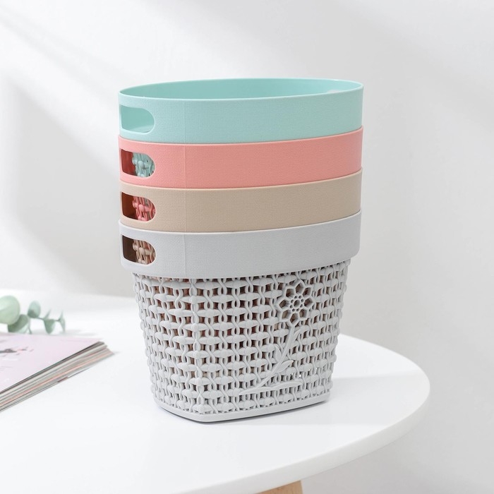 Корзина для мелочей с ручками, пластик, 16,5&times;11&times;12 см, цвет МИКС