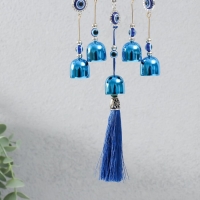 Музыка ветра металл, пластик "Мандала от сглаза" 5 колокольчиков, кисточка h=30 см