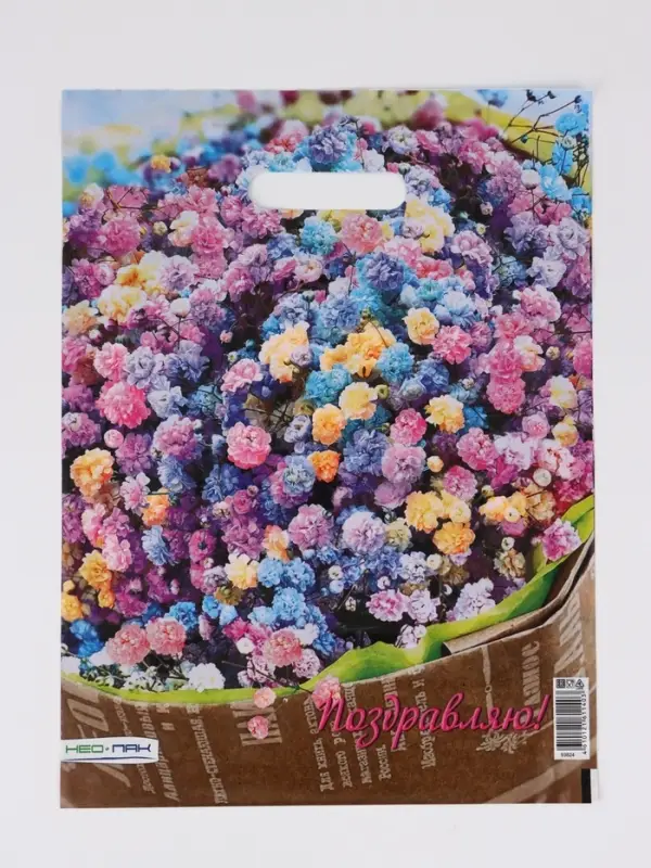 Пакет "Райский букет, полиэтиленовый с вырубной ручкой 30х40 см, 60 мкм