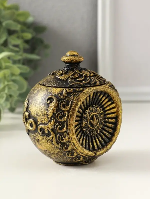 Шкатулка для украшений &laquo;Флоренция&raquo; 10&times;9 см, гипс, старое золото