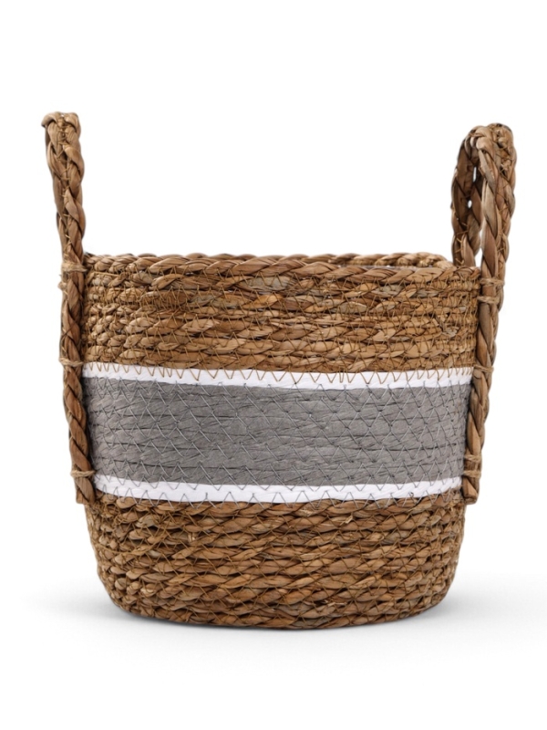 Набор кашпо "Инга" серая полоса, 20,5х25/25,5х28/27х33см