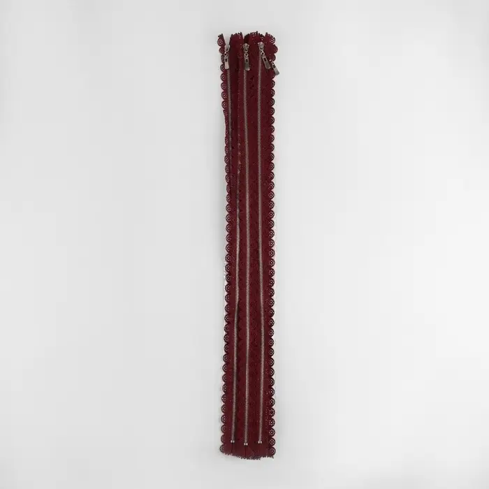 Молния металлическая, №3, неразъёмная, замок автомат, 60 см, бордовая