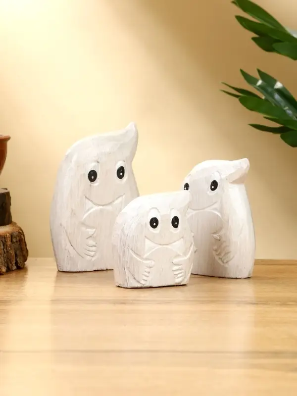 Набор сувенирный "Привидения" дерево H 12, 9, 7 см, цв. светло-серый