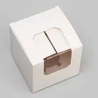 Коробка для капкейка, без ручек, белая, 9&times;9&times;9 см