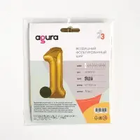 Шар фольгированный 40" &laquo;Цифра 1&raquo;, цвет золотой, Slim