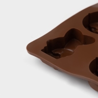 Форма для шоколада Доляна &laquo;Пасха&raquo;, силикон, 20,7&times;10,6&times;3 см, 8 ячеек, коричневая