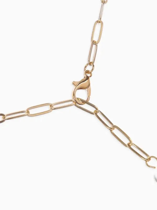 Цепь с бусиной "Жемчужина", вытянутое звено, цвет белый в золоте