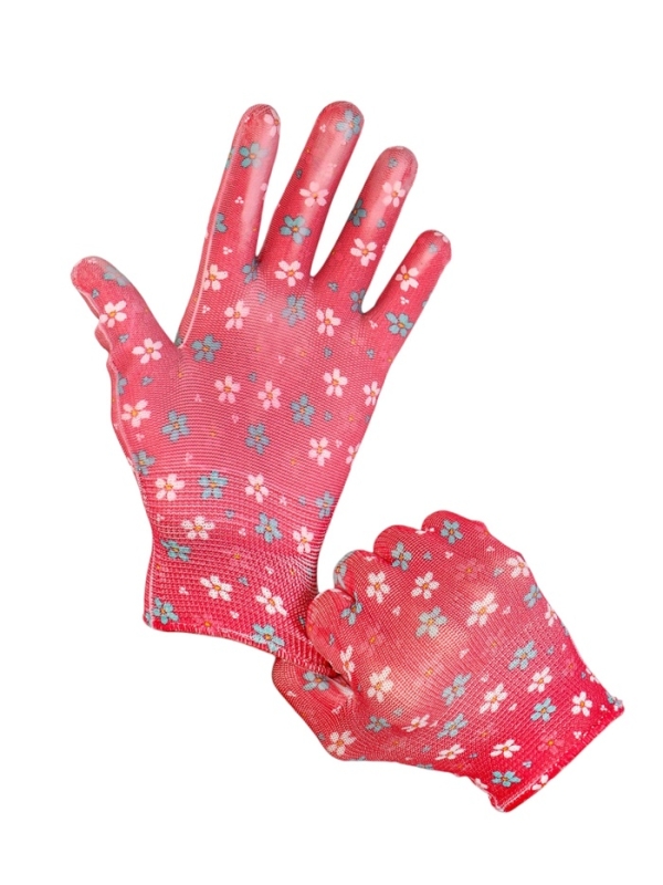 Перчатки нейлоновые, с ПВХ точками, размер 8, МИКС, &laquo;Цветы&raquo;, Greengo