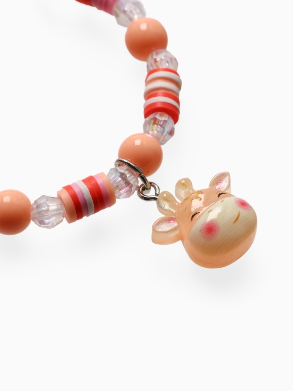 Браслет детский "Выбражулька" фимо с бусинами, жираф с бусинами, цветной