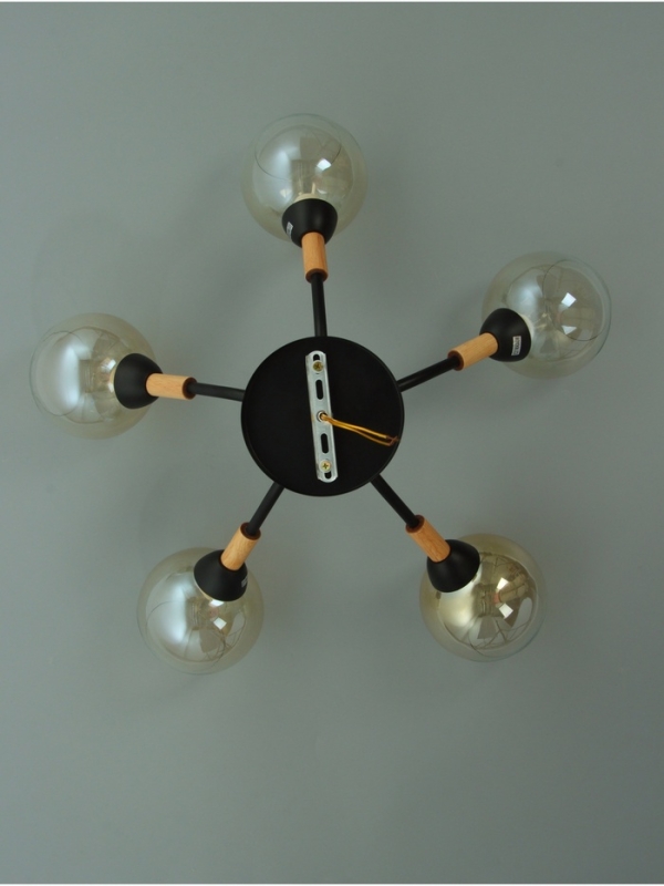 Люстра "Гундер" 5хЕ27 40Вт черный 57х57х25 см