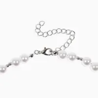 Кулон на жемчужных бусах "Ракушка", цвет белый в серебре