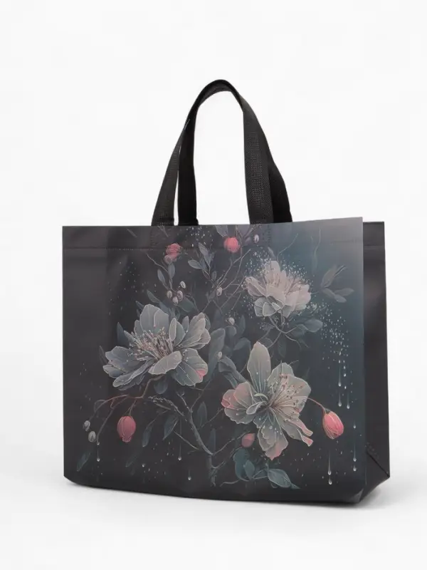 Сумка для покупок Цветы, 32*10*26. отд без молнии, черный