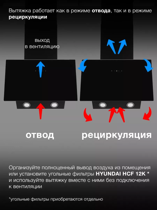 Вытяжка каминная HGH 6840 BG черный