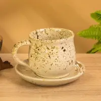 Чашка с блюдцем "Камень 1" керамика, цв. бежевый в крошку, 13х13х9 см