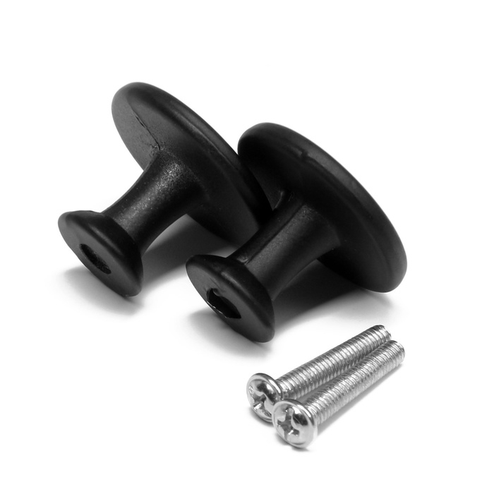 Ручка кнопка ТУНДРА РК118BL, черная, 8 шт TMP