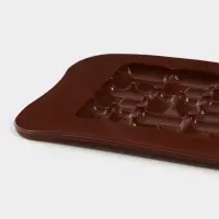 Форма для шоколада Доляна &laquo;Лабиринт&raquo;, силикон, 22&times;11&times;1 см, 18 ячеек, коричневая
