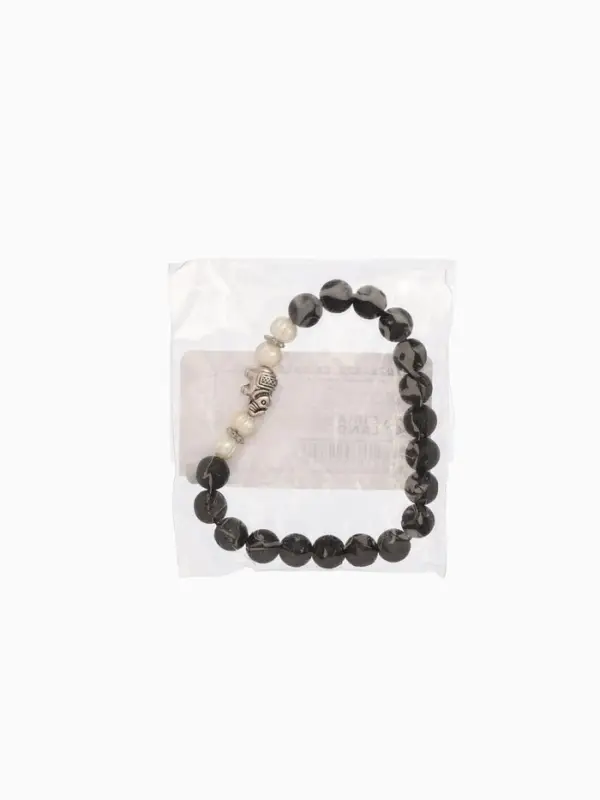 Браслет "Слоник" жемчуг, лава, длина 18 см