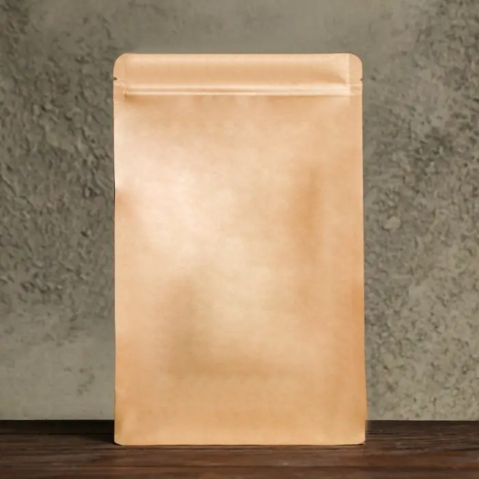 Пакет Zip - lock, крафт, с плоским дном, прямоугольное окно, 16&times;26 см