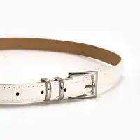Ремень жен 03-01-02-01, Июнь2502, 2*0,3*110 см, без винта, пряж металл, 1 прокол, белый