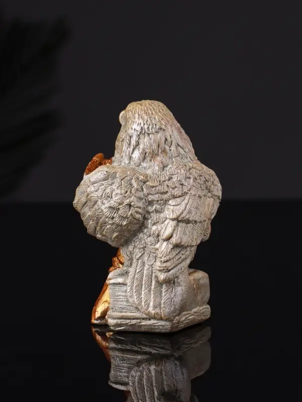 Фигура "Ворон с книгами" 8 см, серый с бронзой