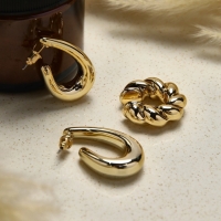 Набор серьги и каффы 3 шт &laquo;Косичка&raquo; капли, цвет золото