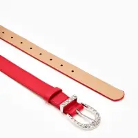 Ремень жен 05-01-02-01, Июнь2509, 3*0,3*110 см, без винта, пряж металл, 1 прокол, красный