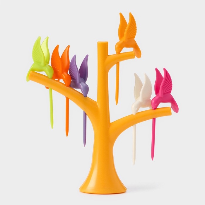 Набор для канапе &laquo;Птицы&raquo;, на подставке, 6 шпажек, цвет МИКС