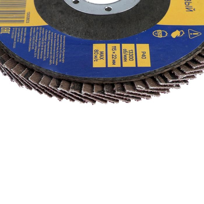 Круг лепестковый торцевой ТУНДРА, 115 х 22 мм, Р40