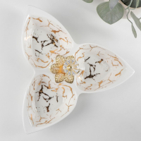 Менажница керамическая 3 ячейки &laquo;Марбл&raquo;, 160 мл, 25,3&times;23&times;4,5 см, цвет белый