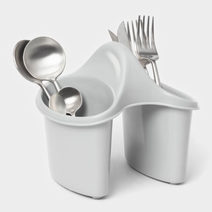 Сушилка для столовых приборов, 2 отделения, 17&times;15,2&times;16 см, цвет серый