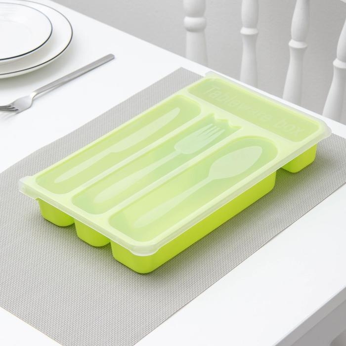 Лоток для столовых приборов с крышкой Доляна, 30&times;18&times;4,5 см, цвет МИКС