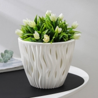 Кашпо для цветов со вставкой &laquo;Вдохновение&raquo;, 2,25 л, d=17,5 см, h=15 см, белое