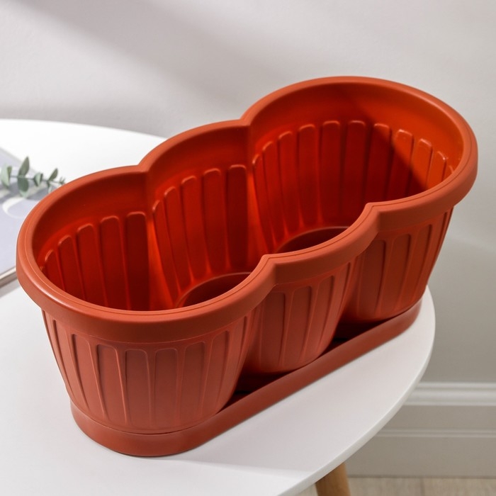 Ящик для цветов с поддоном &laquo;Гусеница&raquo;, цвет МИКС