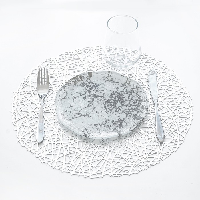 Набор салфеток сервировочных на стол Доляна &laquo;Паутинка&raquo;, d=38 см, 4 шт, цвет серебряный