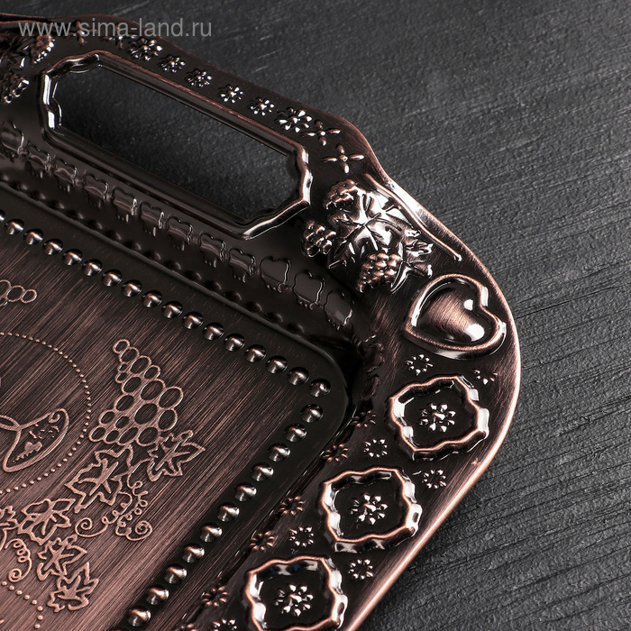 Поднос из нержавеющей стали &laquo;Дарк&raquo;, 35&times;26&times;3 см, цвет бронзовый