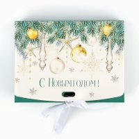 Коробка подарочная новогодняя складная двухсторонняя &laquo;Новогодние шары&raquo;, 16.5 х 12.5 х 5 см, Новый год