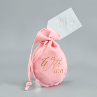 Мешок замшевый  &laquo;С любовью&raquo;, красный, тиснение, 9 &times; 12 см