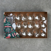 Гирлянда &laquo;Нить&raquo; 1.6 м с насадками &laquo;Шарики с оленем&raquo;, IP20, серебристая нить, 15 LED, батарейки ААх2 (нет в комплекте), свечение мульти